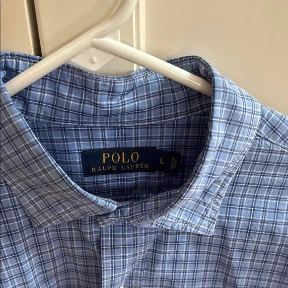 Polo by Ralph Lauren Men’s Blue Casual Plaid Button Down Shirt Sz L Like New! - Picture 3 of 9
